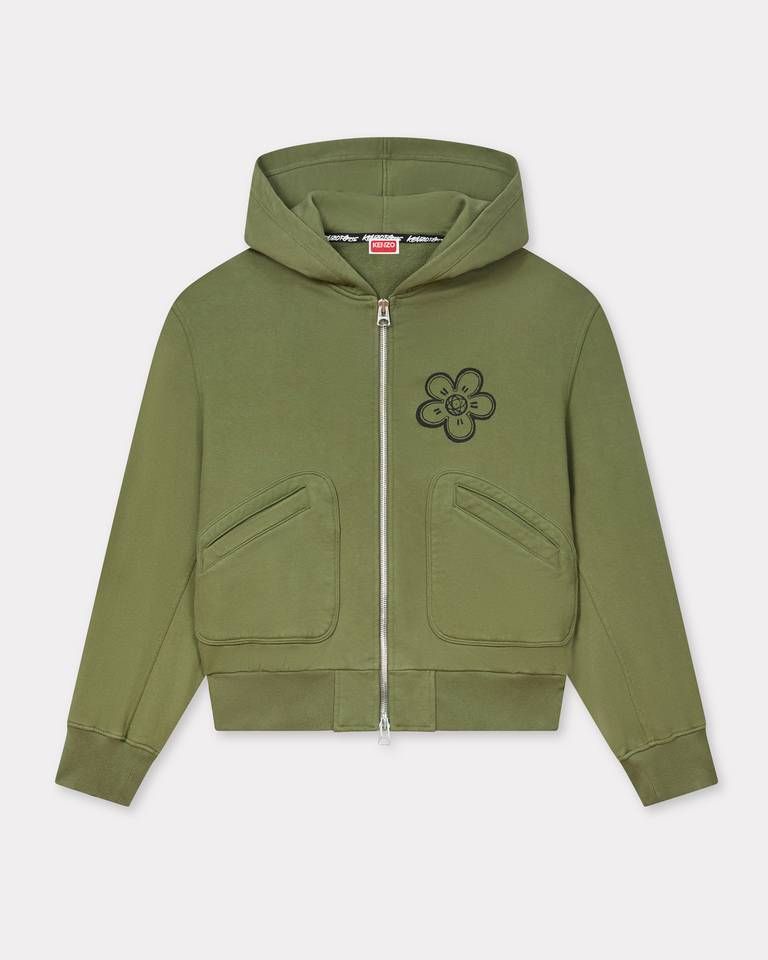 Áo hoodie cotton kéo khóa KENZO x Futura 2000 dáng boxy