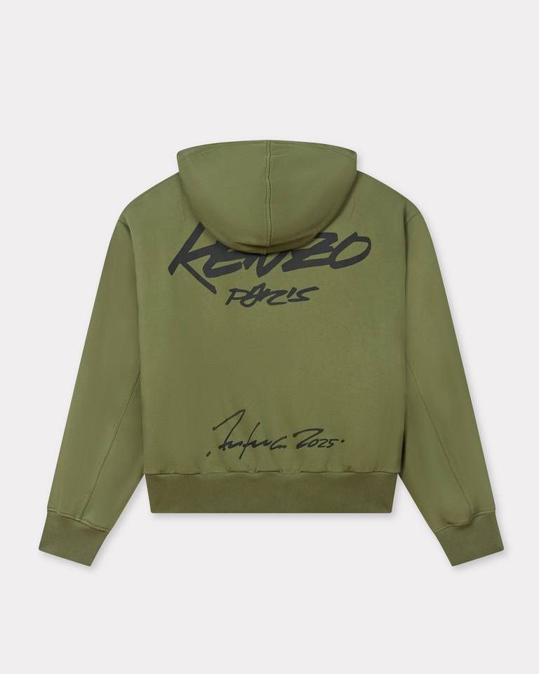 Kenzo - Áo hoodie cotton kéo khóa KENZO x Futura 2000 dáng boxy