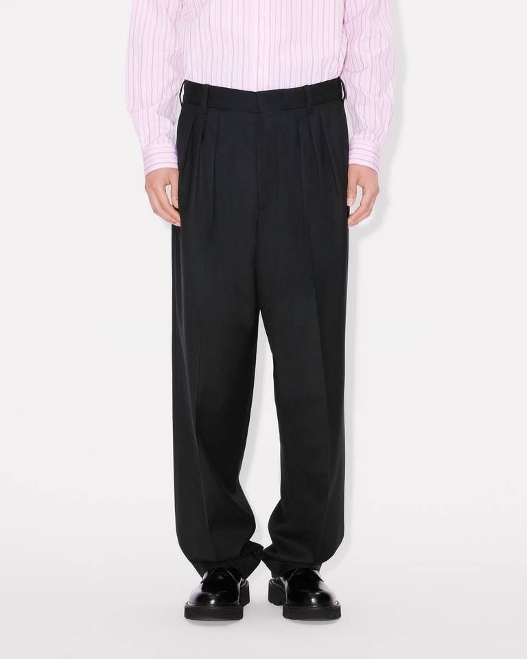 Kenzo - Quần dài suông len jacquard xếp ly KENZO Weave