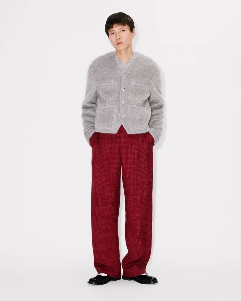 Kenzo - Áo jacket không cổ vải len alpaca lông xù và mohair