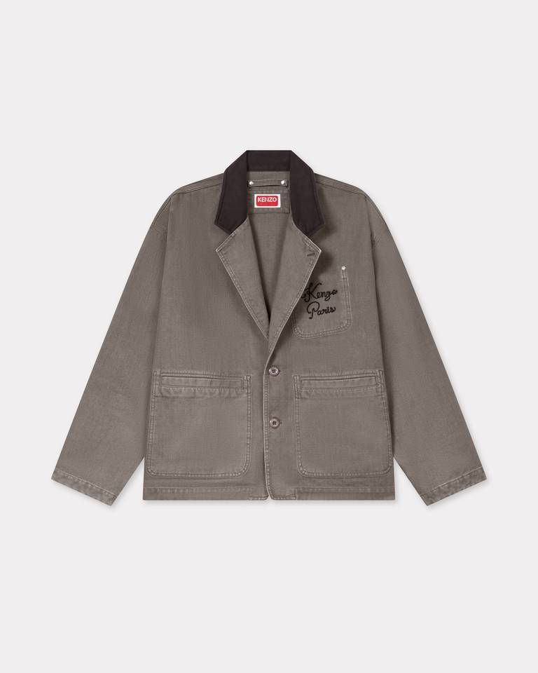 Áo khoác workwear KENZO Paris Chainstitch vải cotton hiệu ứng bạc màu