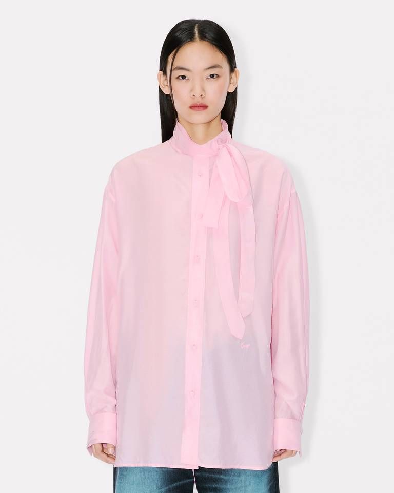 Kenzo - Áo sơ mi KENZO dáng rộng thắt nơ bằng lụa pha