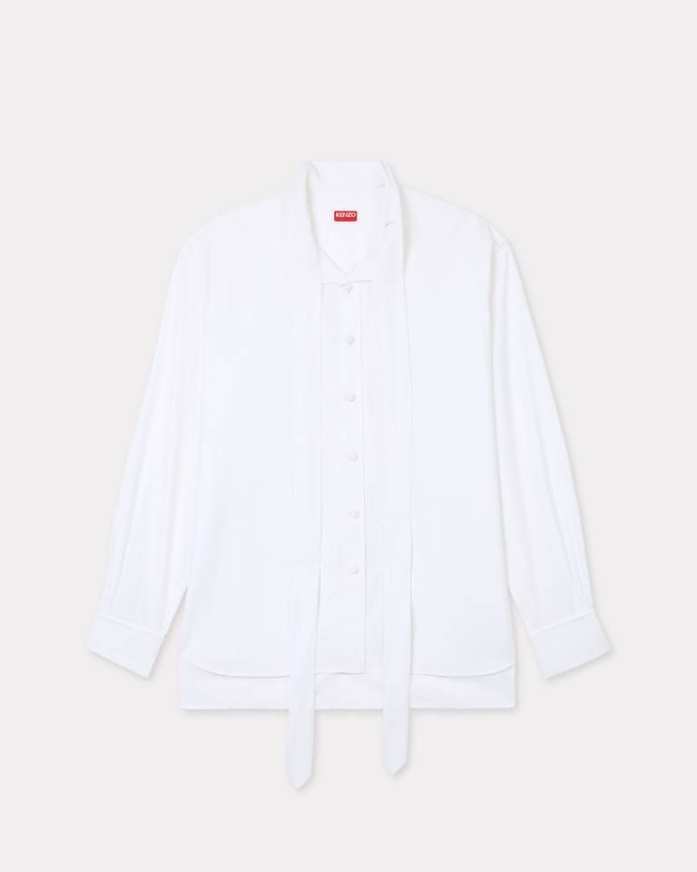 Áo sơ mi cotton KENZO thắt nơ dáng oversize