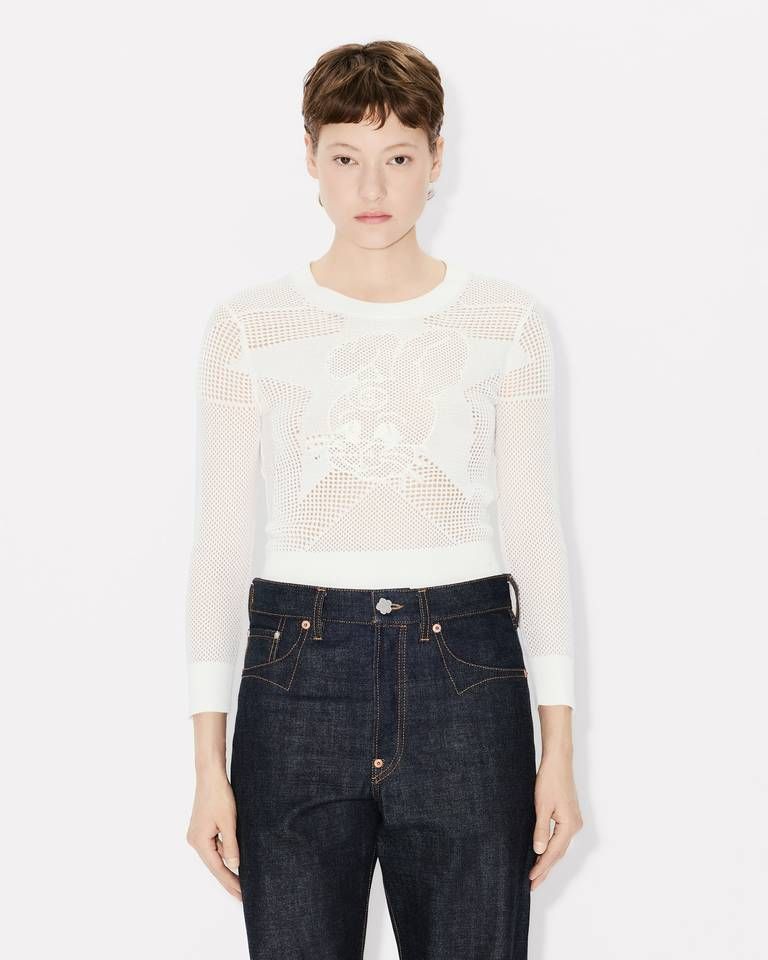 Kenzo - Áo croptop cottom tay dài họa tiết KENZO Cartoon