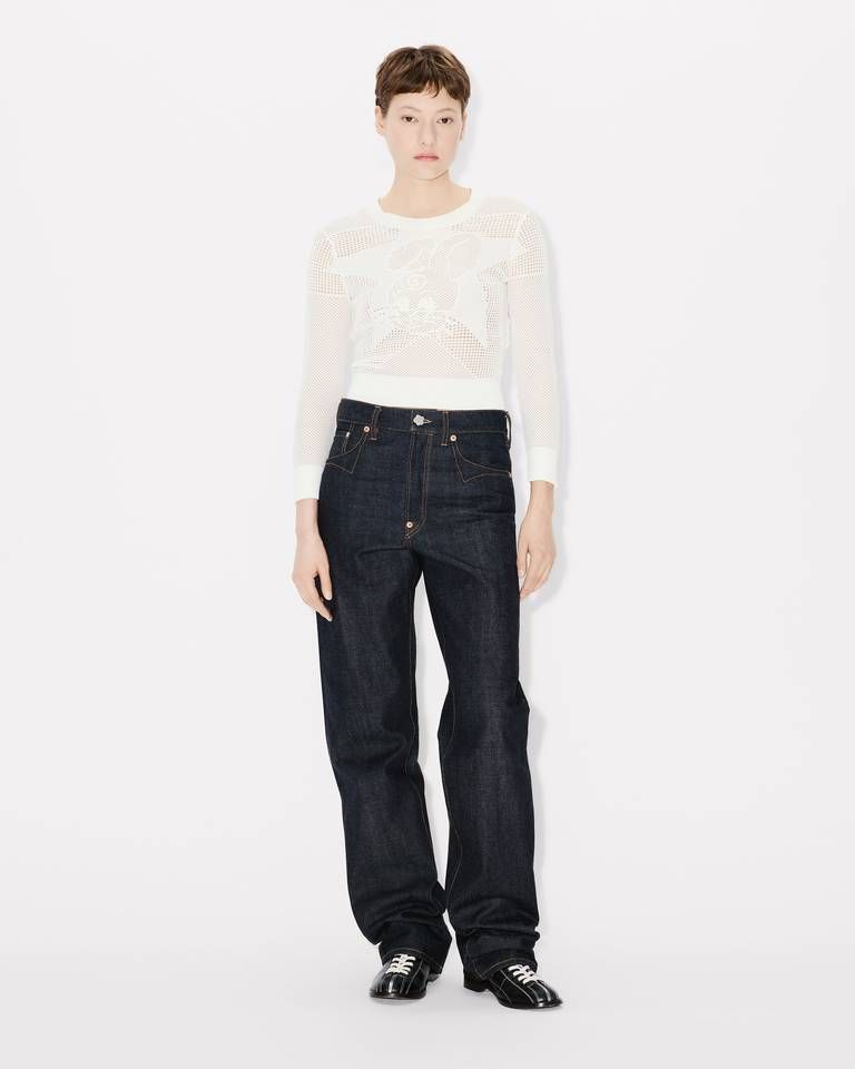 Kenzo - Áo croptop cottom tay dài họa tiết KENZO Cartoon