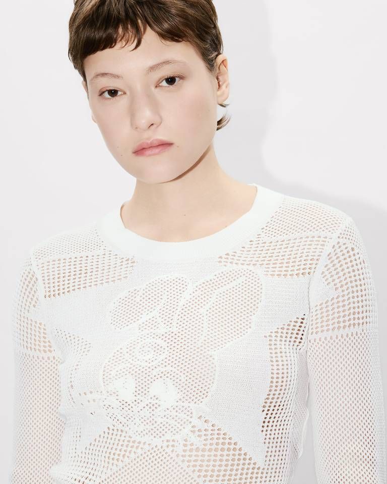 Kenzo - Áo croptop cottom tay dài họa tiết KENZO Cartoon
