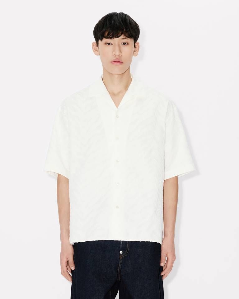 Áo sơ mi ngắn tay KENZO Tiger họa tiết Hawaii chất liệu jacquard cotton