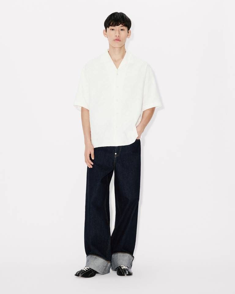 Áo sơ mi ngắn tay KENZO Tiger họa tiết Hawaii chất liệu jacquard cotton
