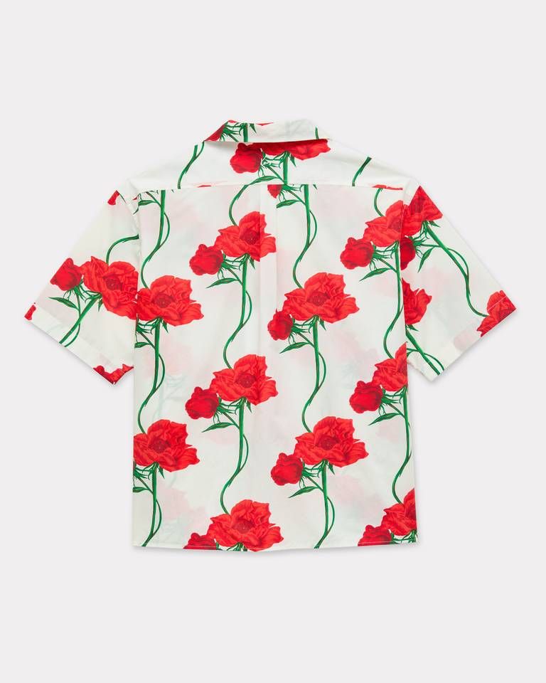 Kenzo - Áo sơ mi cotton ngắn tay KENZO Archive Rose kiểu Hawaii