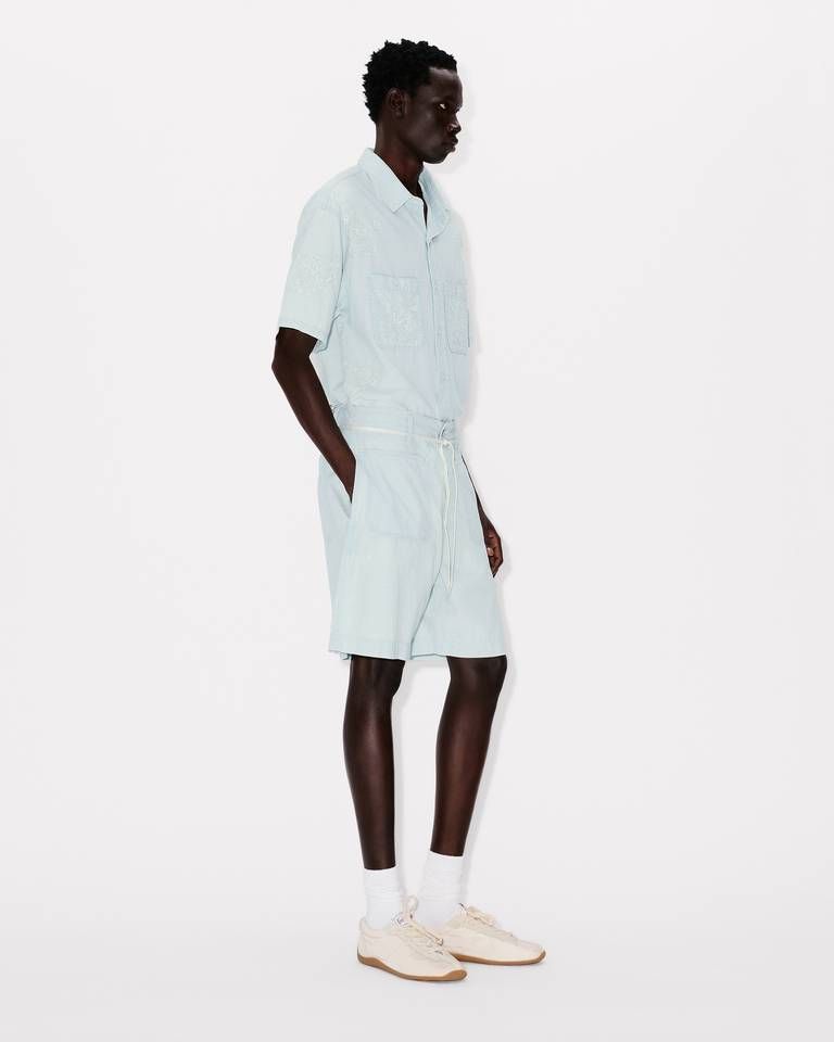 Kenzo - Quần short ren KENZO màu xám nhạt chambray dáng suông