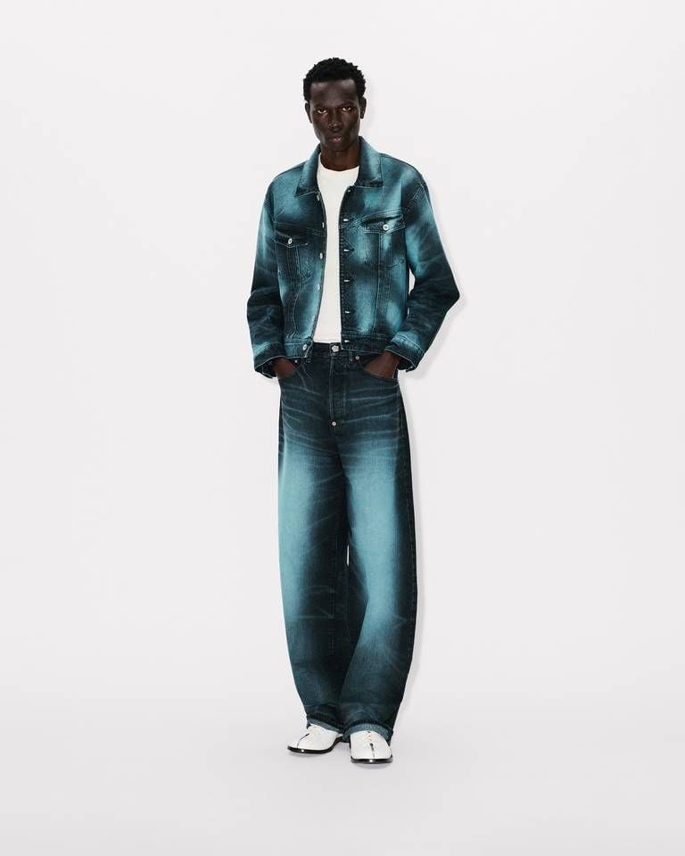 Áo khoác dáng rộng KENZO Boke Heart vải denim Nhật Bản.