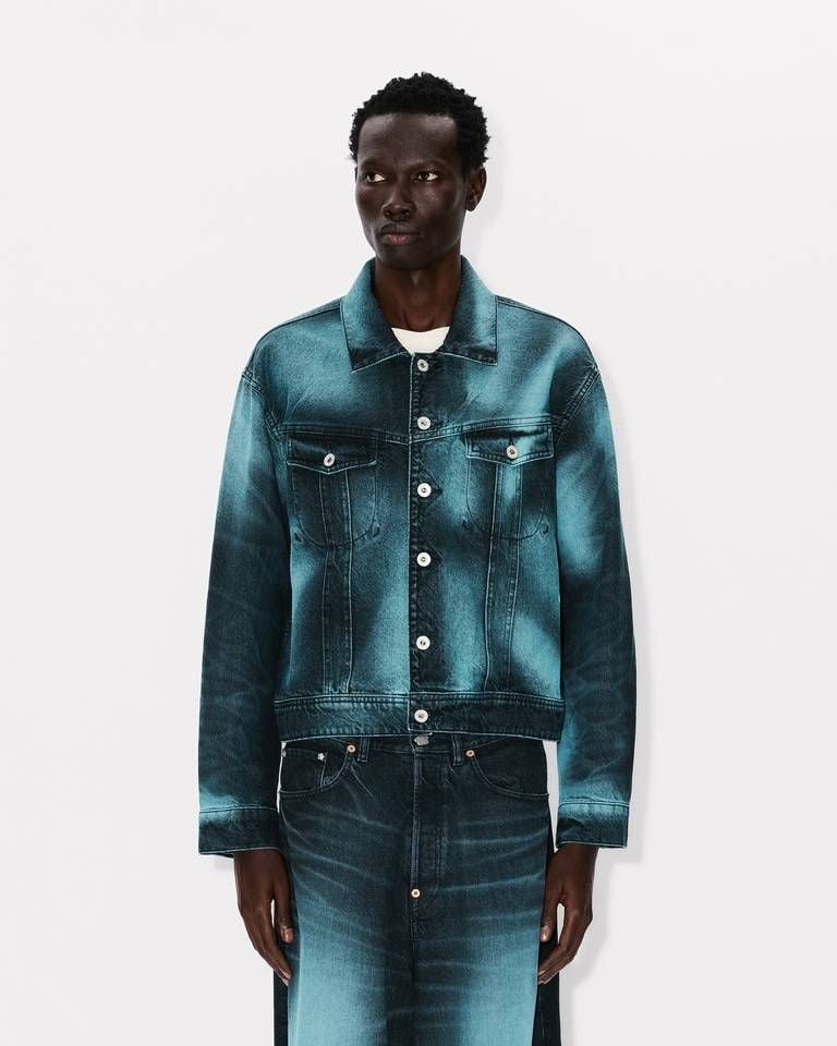 Áo khoác dáng rộng KENZO Boke Heart vải denim Nhật Bản.