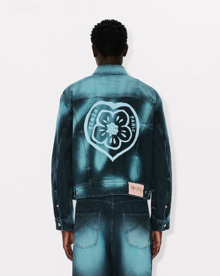 Áo khoác dáng rộng KENZO Boke Heart vải denim Nhật Bản.