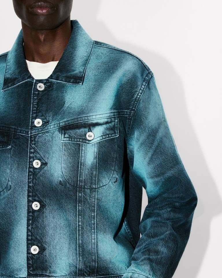 Áo khoác dáng rộng KENZO Boke Heart vải denim Nhật Bản.