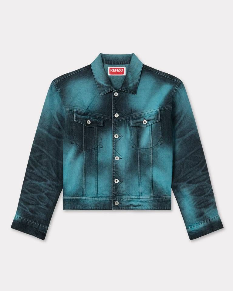 Áo khoác dáng rộng KENZO Boke Heart vải denim Nhật Bản.