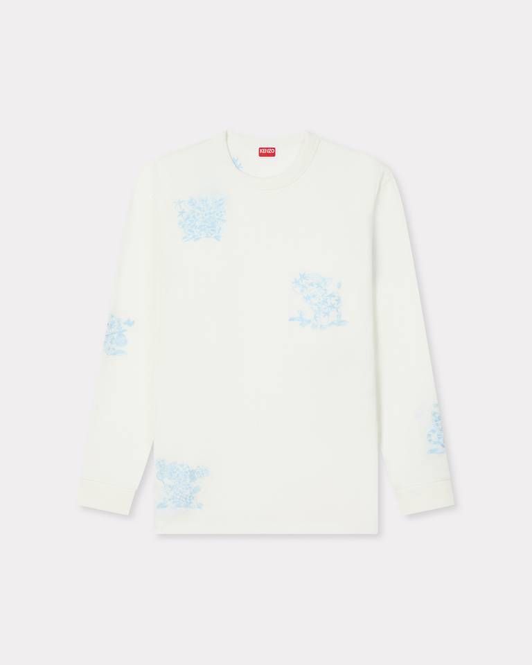 Áo thun dài tay cotton KENZO Cartoon dáng rộng