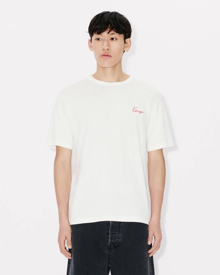 Áo thun cotton KENZO Archive Rose thêu viền