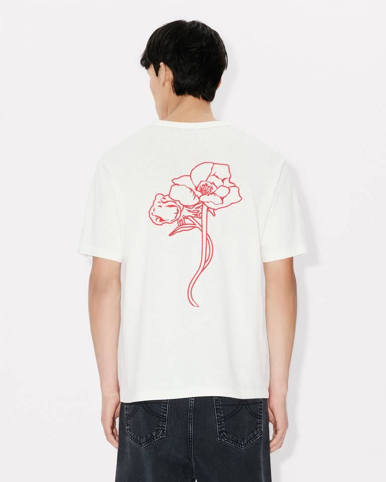 Áo thun cotton KENZO Archive Rose thêu viền