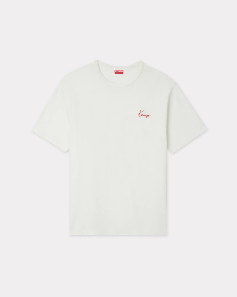 Áo thun cotton KENZO Archive Rose thêu viền