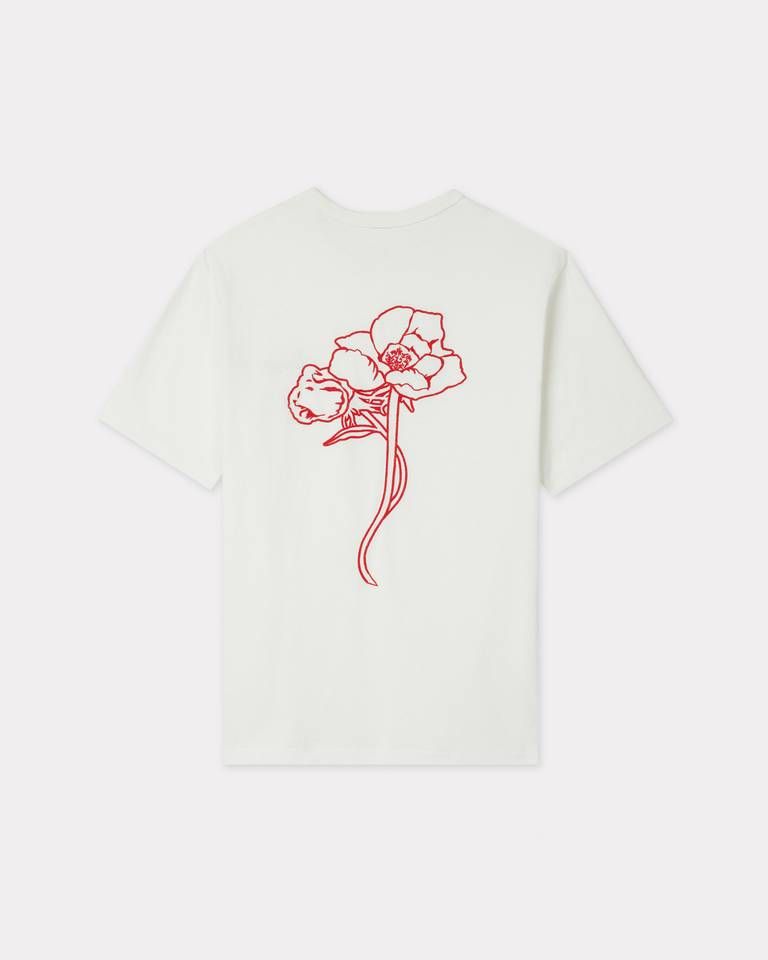 Áo thun cotton KENZO Archive Rose thêu viền