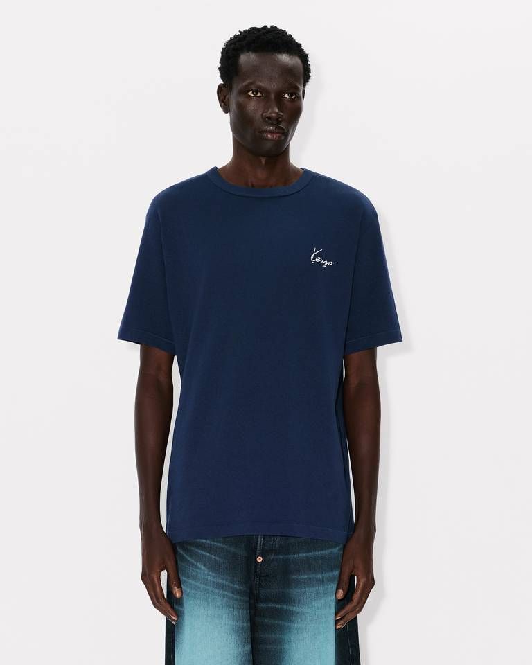 Áo thun cotton KENZO Archive Rose thêu viền