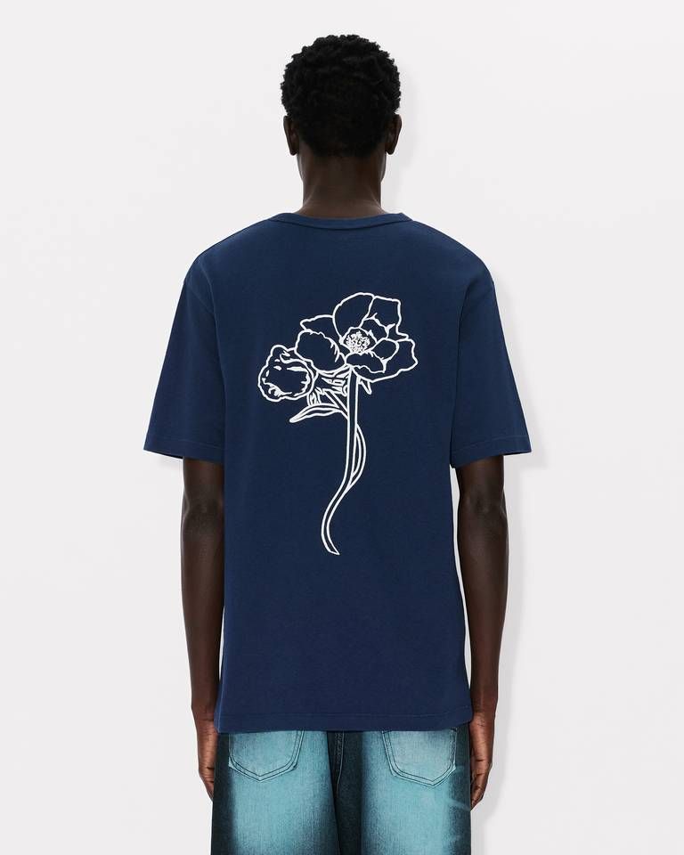 Áo thun cotton KENZO Archive Rose thêu viền
