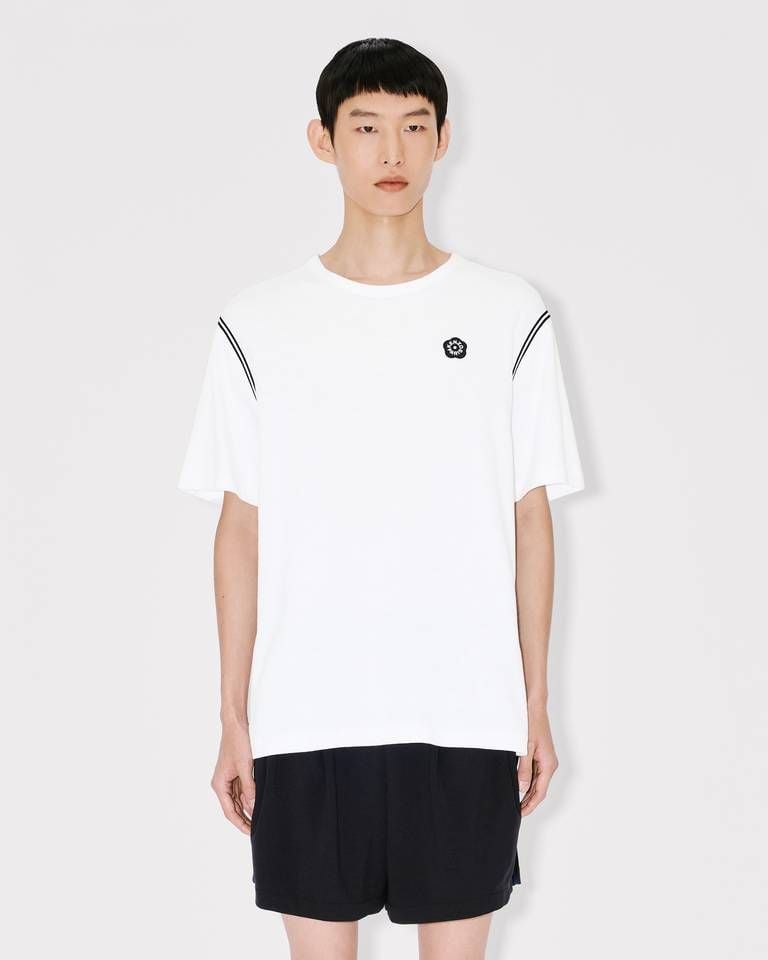 Áo thun cotton thêu KENZO Boke Flower 2.0 hoạ tiết dải viền ở vai
