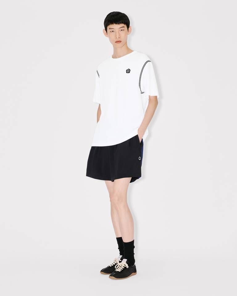 Áo thun cotton thêu KENZO Boke Flower 2.0 hoạ tiết dải viền ở vai