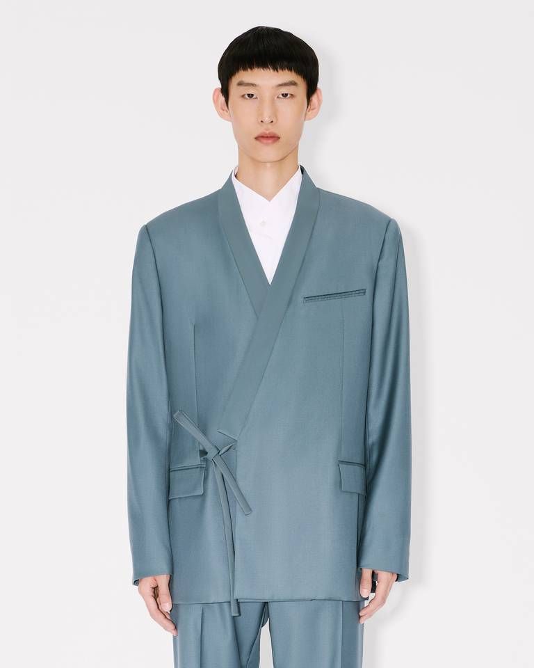 Kenzo - Áo khoác kimono KENZO hai hàng cúc vải len nguyên chất