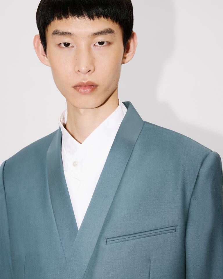 Kenzo - Áo khoác kimono KENZO hai hàng cúc vải len nguyên chất