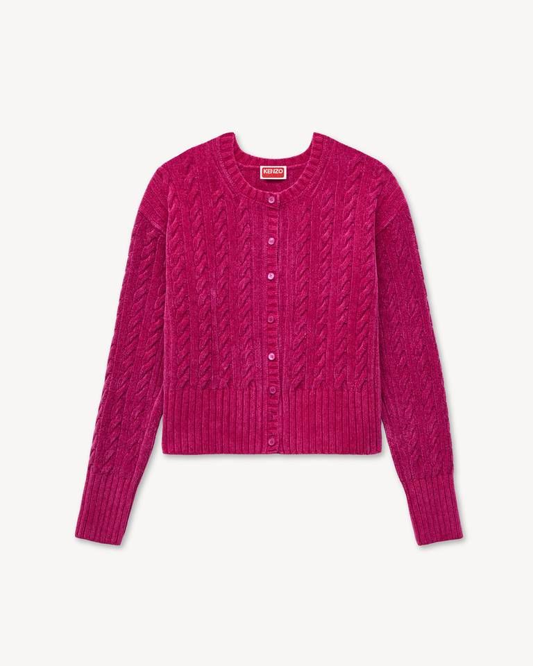 Áo cardigan dệt cáp nhung KENZO