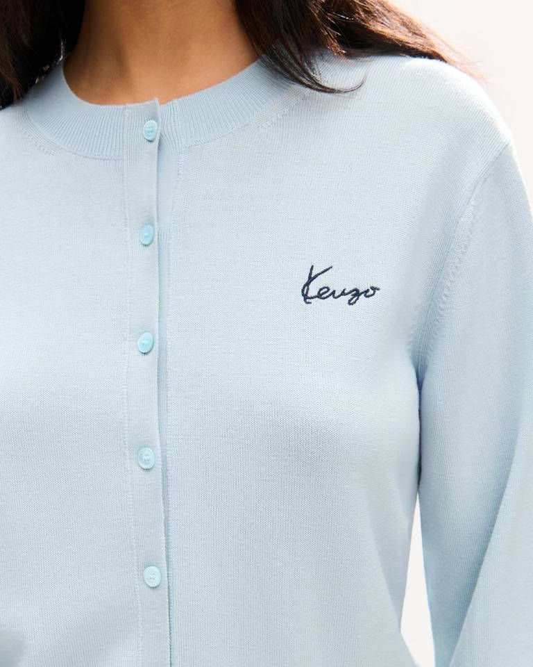 Áo khoác cardigan thêu KENZO Signature chất liệu len merino