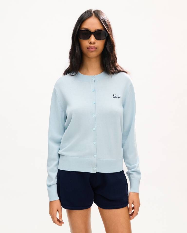 Áo khoác cardigan thêu KENZO Signature chất liệu len merino