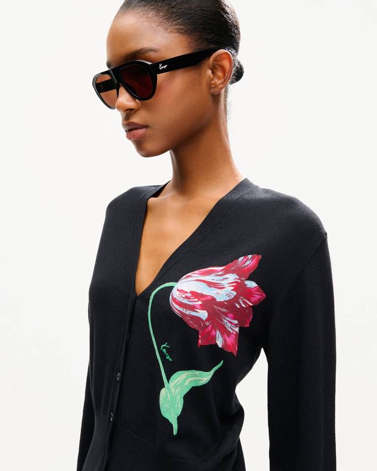 Kenzo - Áo khoác cardigan KENZO Tulip chất liệu cotton pha len