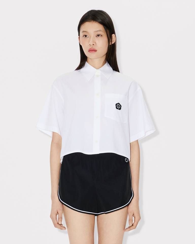 Áo sơ mi ngắn tay thêu họa tiết hoa Boke Flower 2.0 chất liệu cotton poplin