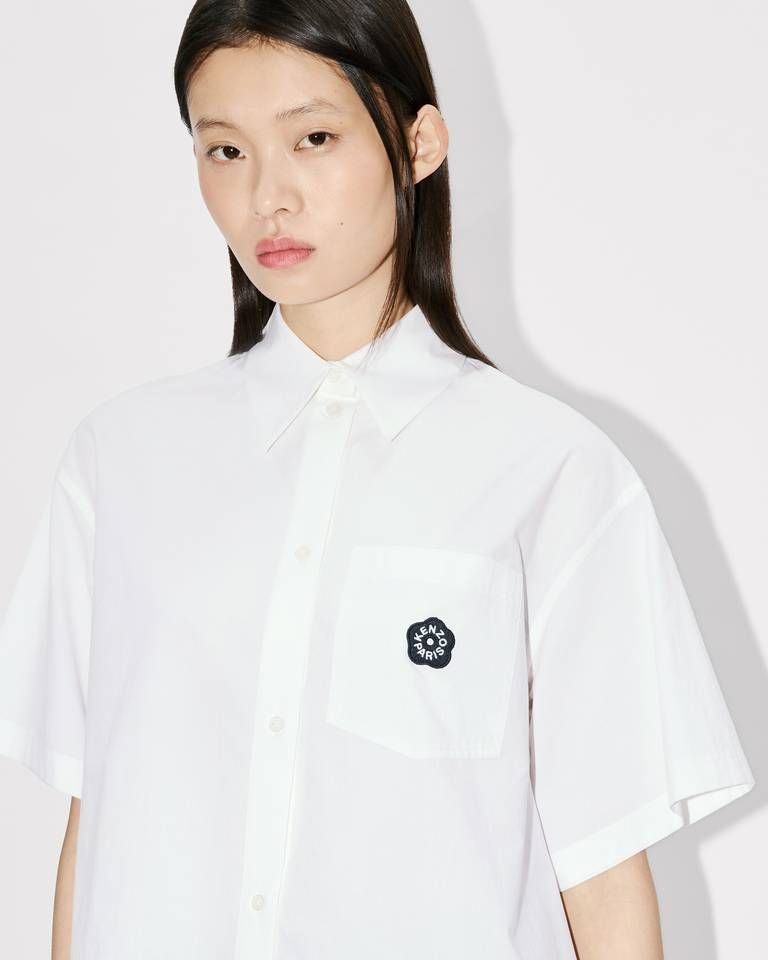Áo sơ mi ngắn tay thêu họa tiết hoa Boke Flower 2.0 chất liệu cotton poplin