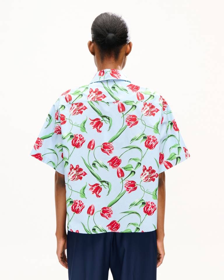 Kenzo - Áo sơ mi ngắn tay KENZO Tulip vải cotton poplin