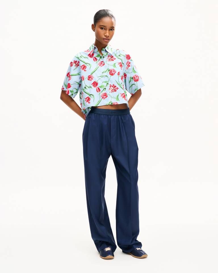 Kenzo - Áo sơ mi ngắn tay KENZO Tulip vải cotton poplin