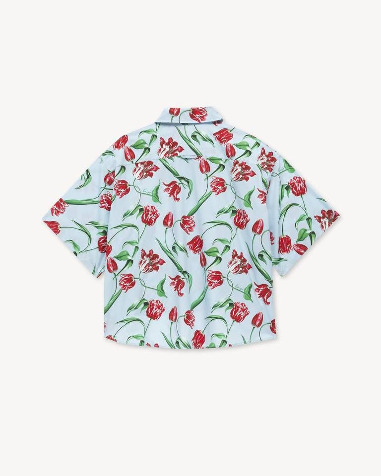 Kenzo - Áo sơ mi ngắn tay KENZO Tulip vải cotton poplin
