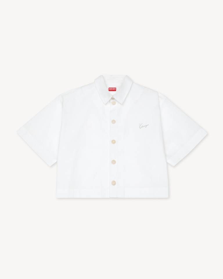 Áo sơ mi ngắn tay KENZO Signature vải cotton poplin