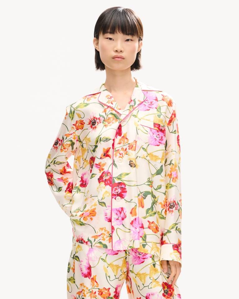 Áo sơ mi pyjama lụa KENZO Wildflower