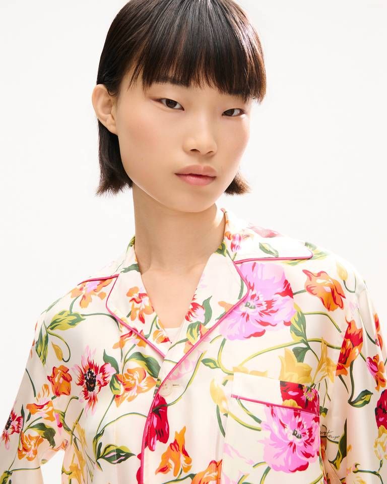 Áo sơ mi pyjama lụa KENZO Wildflower