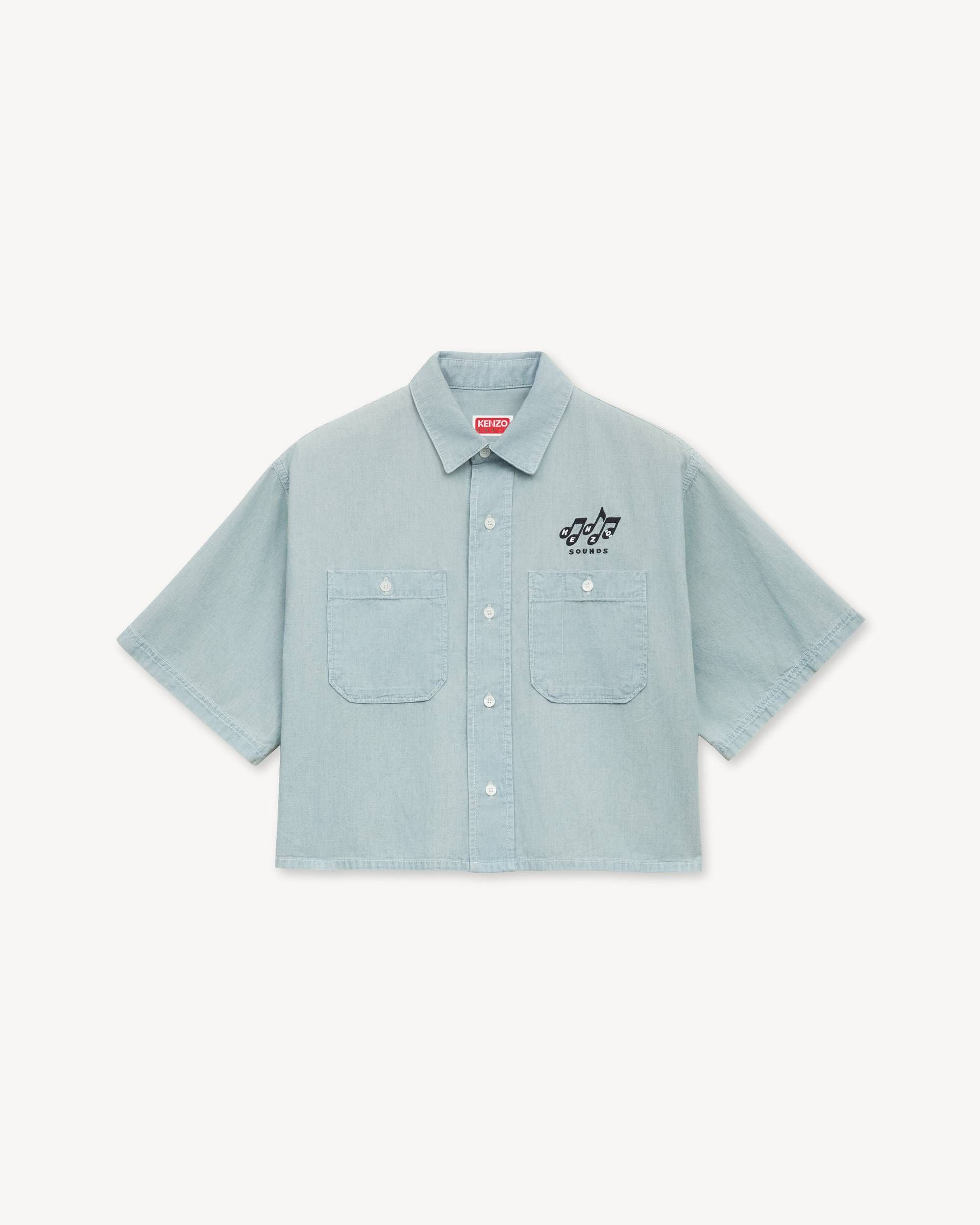 Áo sơ mi ngắn tay KENZO Sounds mỏng nhẹ, bằng vải chambray đã qua xử lý