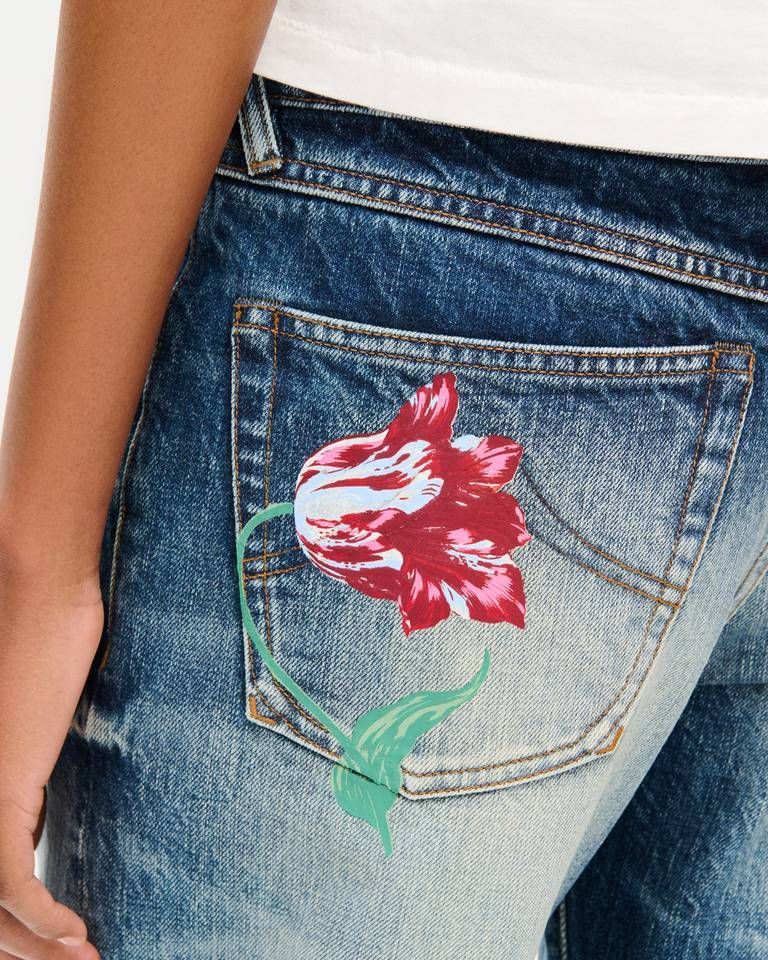 Kenzo - Quần ống đứng KENZO Tulip vải denim Nhật Bản