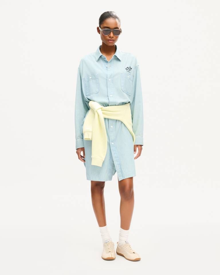 Kenzo - Đầm sơ mi dáng rộng KENZO Sounds vải chambray đã qua xử lý