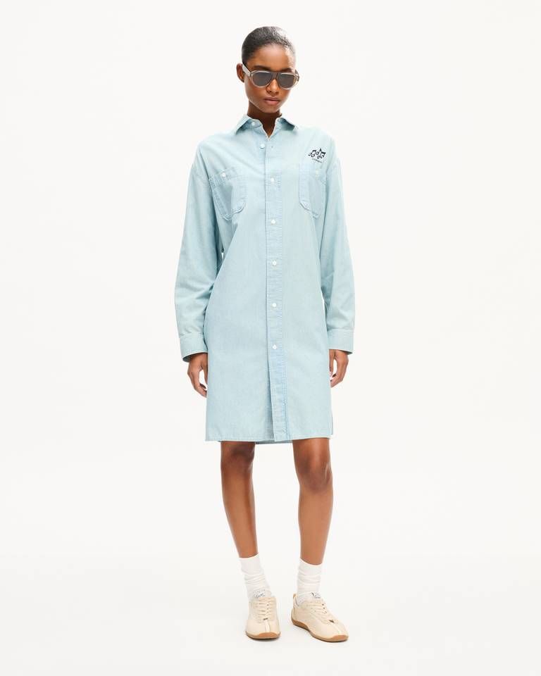 Kenzo - Đầm sơ mi dáng rộng KENZO Sounds vải chambray đã qua xử lý
