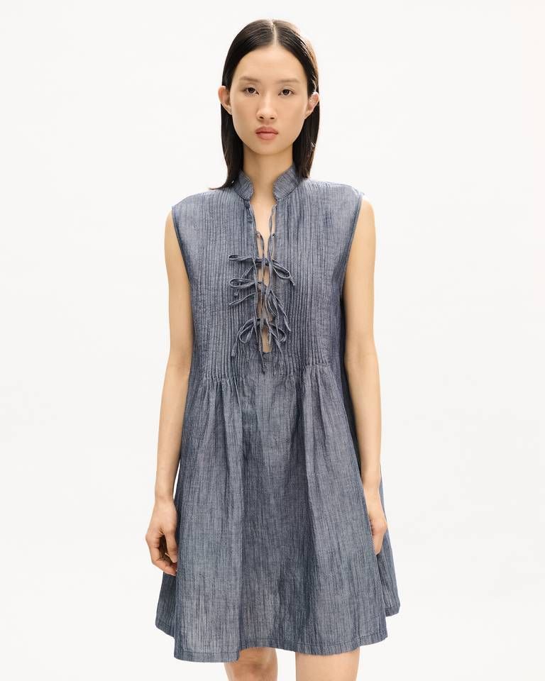 Đầm ngắn KENZO vải denim pha lanh đã qua xử lý