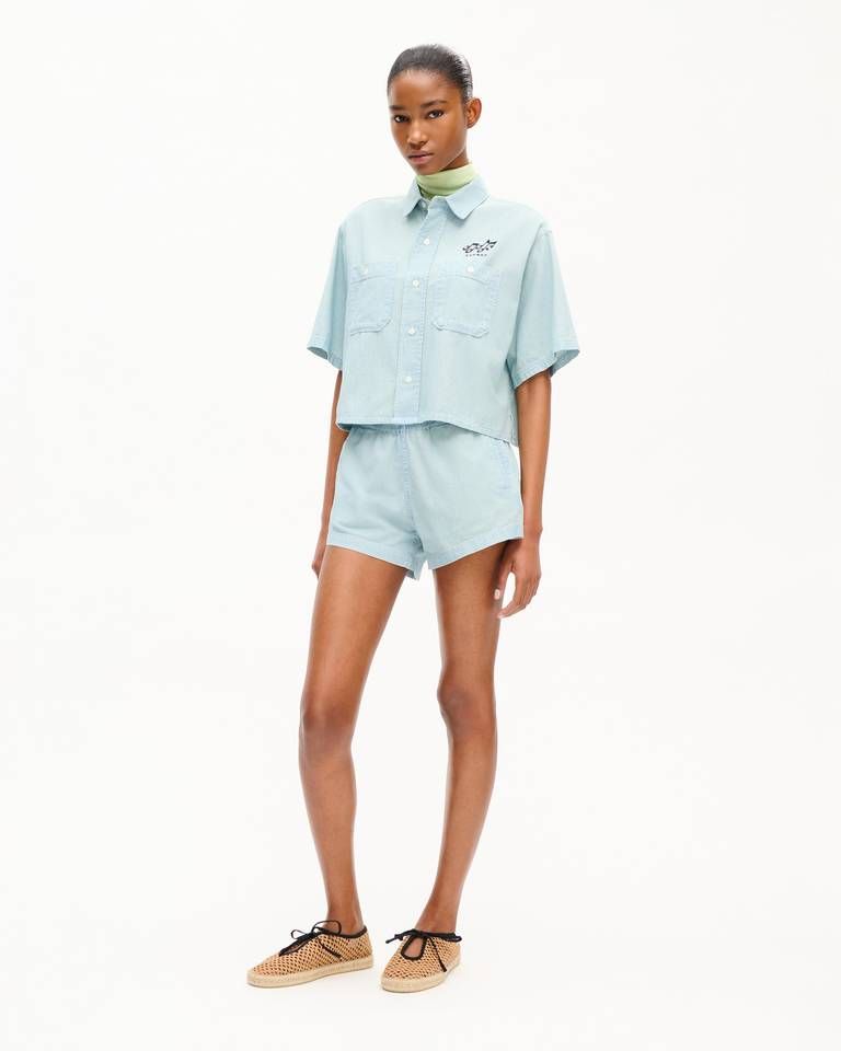 Kenzo - Quần short KENZO Sounds bằng vải chambray đã qua xử lý