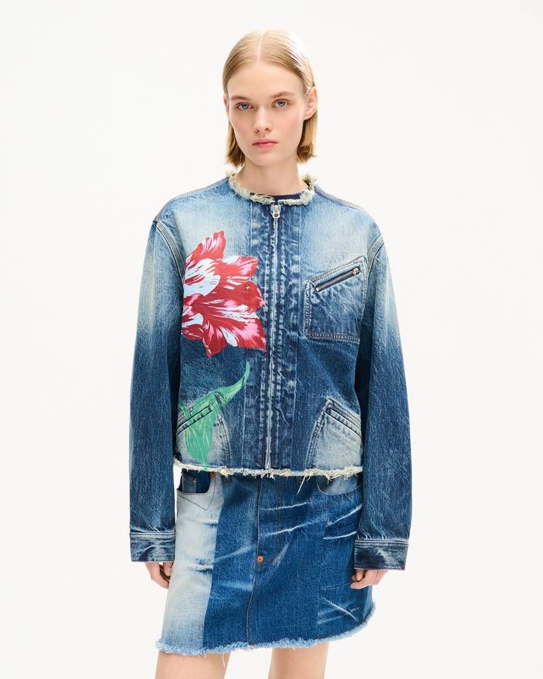 Kenzo - Áo khoác công sở KENZO Tulip vải denim Nhật Bản