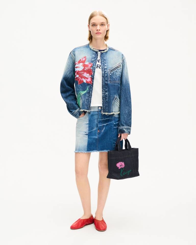 Kenzo - Áo khoác công sở KENZO Tulip vải denim Nhật Bản